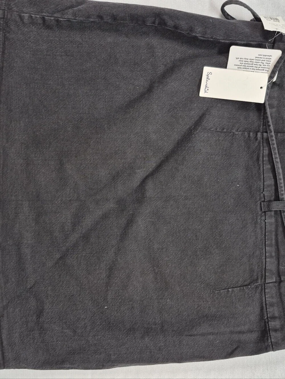 Splendid Women's Large Black Denim Distessed Faux Wrap Mini Skirt NWT $98